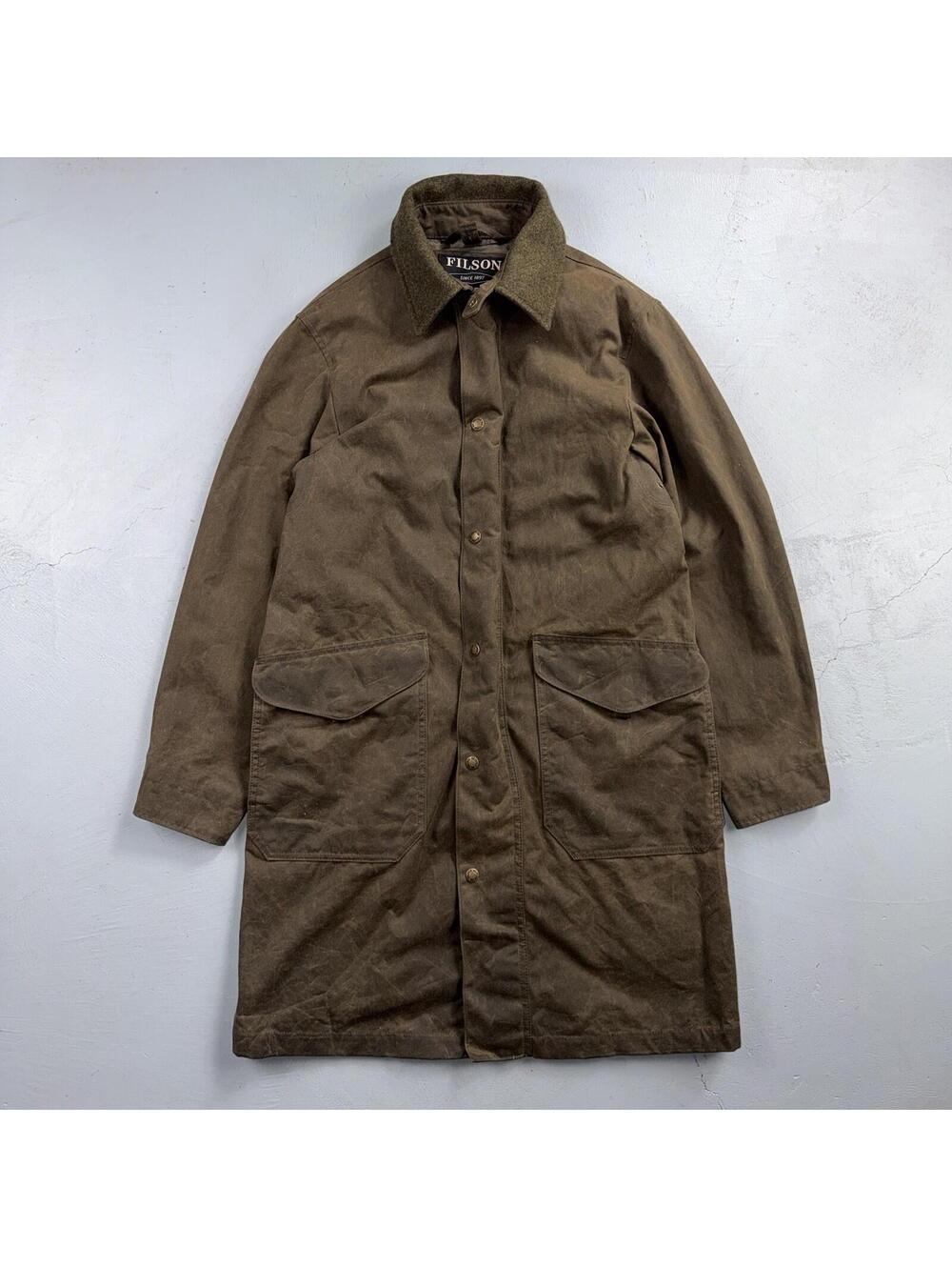 Filson Waxed Trench Coat Size XS Olive Oil Cloth Jacket Rare Mint Condition
